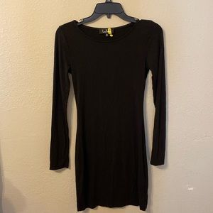 Gutted long sleeve black dress